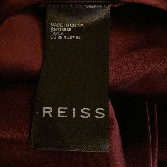 Reiss Tayla Front Wrap Satin Wrap Dress Burgundy SZ 6 NEW - Picture 7 of 8